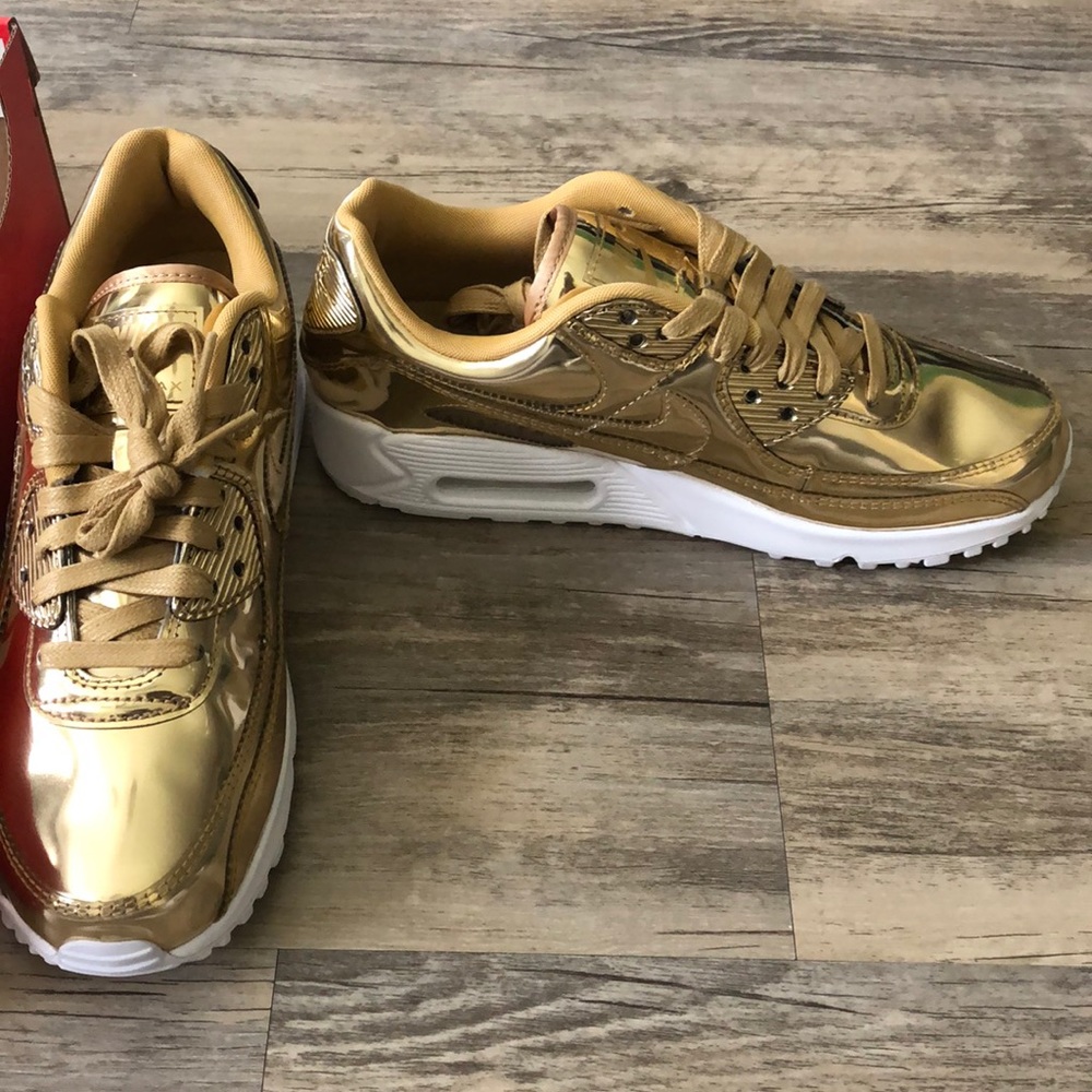 Nike Women's Metallic Gold Air Max Sneakers - Picture 4 of 5